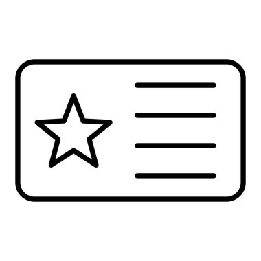 Üye Kart Simgesi, Basit Siyah ve Beyaz Vektör İllüstrasyonu