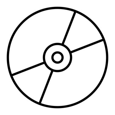 Küçük Disk Simgesi, Basit Siyah ve Beyaz Vektör İllüstrasyonu