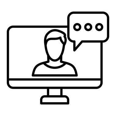 Çevrimiçi Simge, Basit Siyah ve Beyaz Vektör İllüstrasyonu