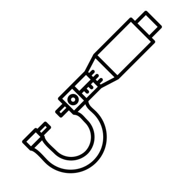 Mikrometre Simgesi, Basit Siyah ve Beyaz Vektör İllüstrasyonu