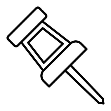 Başparmak İğnesi Simgesi, Basit Siyah ve Beyaz Vektör İllüstrasyonu