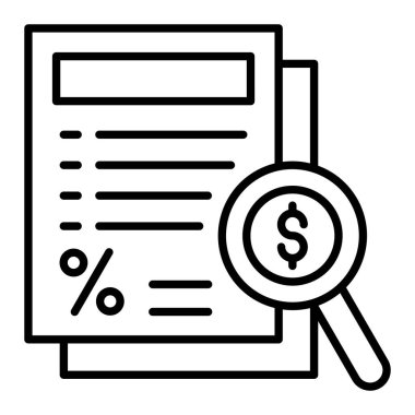 Soruşturma çizgisi simgesi, Basit Siyah ve Beyaz Vektör İllüstrasyonu