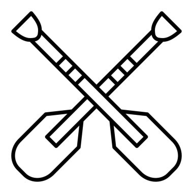 Kürekler Simgesi, Basit Siyah ve Beyaz Vektör İllüstrasyonu