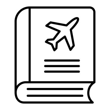 Seyahat Kılavuzu Simgesi, Basit Siyah ve Beyaz Vektör İllüstrasyonu