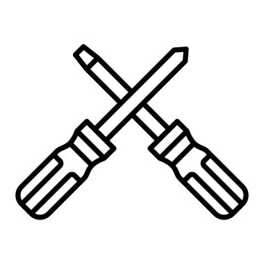 Tornavida Simgesi, Basit Siyah ve Beyaz Vektör İllüstrasyonu