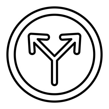 Ayrık Yol Simgesi, Basit Siyah ve Beyaz Vektör İllüstrasyonu