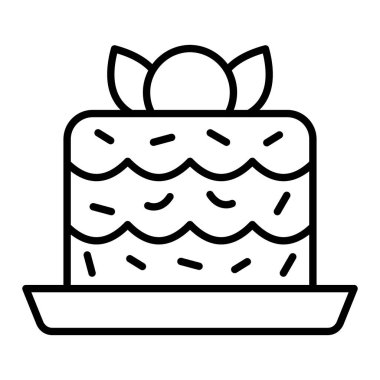 Cheesecake Simgesi, Basit Siyah ve Beyaz Vektör İllüstrasyonu