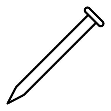 Çivi Simgesi, Basit Siyah ve Beyaz Vektör İllüstrasyonu