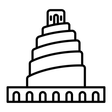 Samarra Simgesi Büyük Camii, Basit Siyah ve Beyaz Vektör İllüstrasyonu