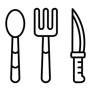 Çatal bıçak Simgesi, Basit Siyah ve Beyaz Vektör İllüstrasyonu