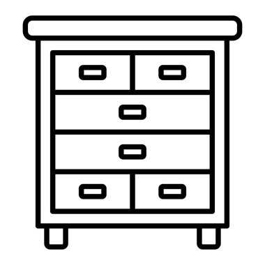 Çekmece Simgesi, Basit Siyah ve Beyaz Vektör İllüstrasyonu