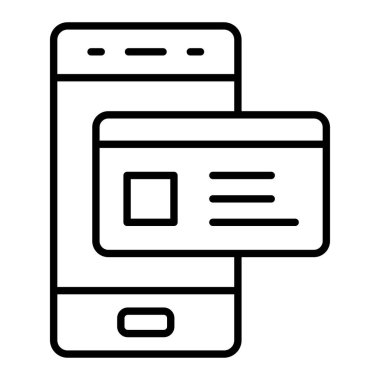 Çevrimiçi Bankacılık Simgesi, Basit Siyah ve Beyaz Vektör İllüstrasyonu