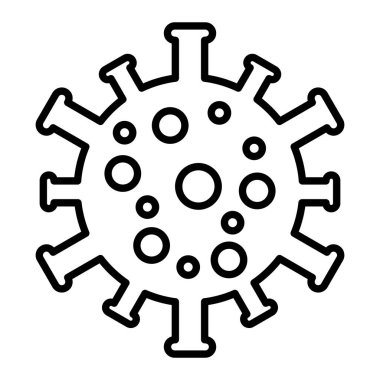 Coronavirus Simgesi, Basit Siyah ve Beyaz Vektör İllüstrasyonu