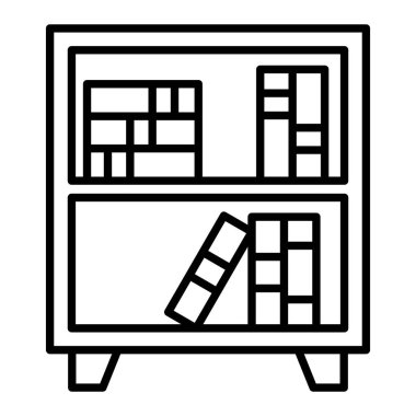 Kitap rafı Simgesi, Basit Siyah ve Beyaz Vektör İllüstrasyonu