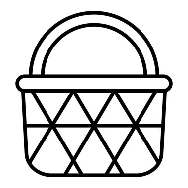 Basket Simgesi, Basit Siyah ve Beyaz Vektör İllüstrasyonu