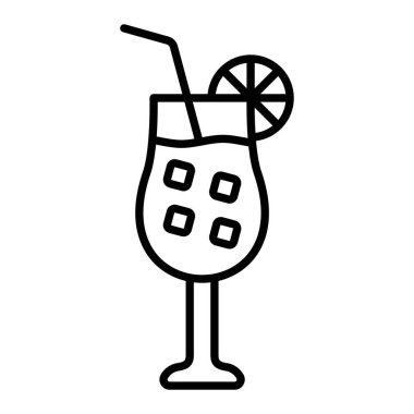 Kokteyl çizgisi simgesi, Basit Siyah ve Beyaz Vektör İllüstrasyonu