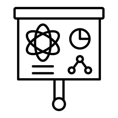 Sunum Simgesi, Basit Siyah ve Beyaz Vektör İllüstrasyonu