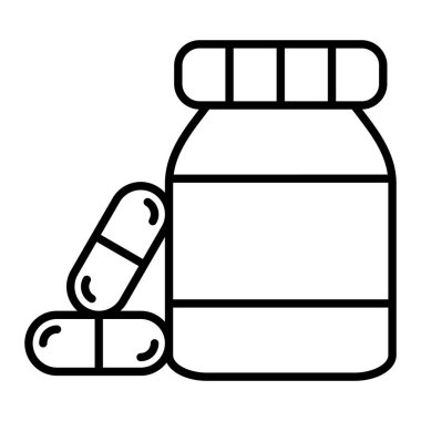 C vitamini Simgesi, Basit Siyah ve Beyaz Vektör İllüstrasyonu