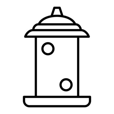 Kuş Besleyici Simgesi, Basit Siyah ve Beyaz Vektör İllüstrasyonu