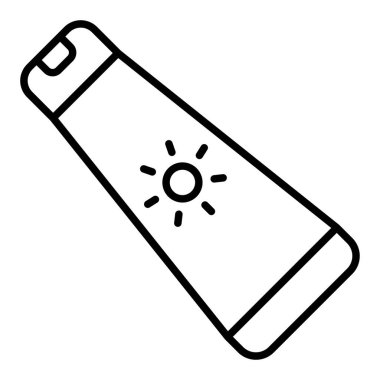 Güneş kremi simgesi, Basit Siyah ve Beyaz Vektör İllüstrasyonu