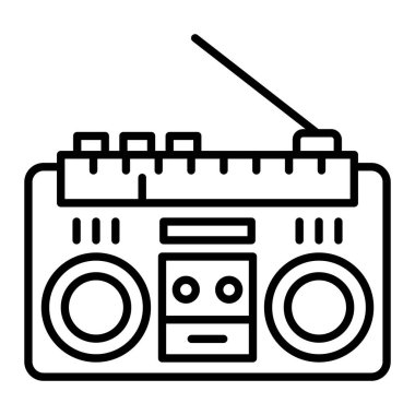 Radyo Simgesi, Basit Siyah ve Beyaz Vektör İllüstrasyonu