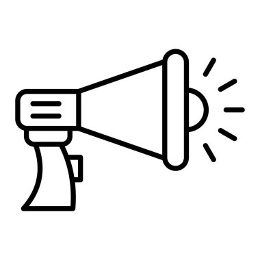 Megafon Simgesi, Basit Siyah ve Beyaz Vektör İllüstrasyonu