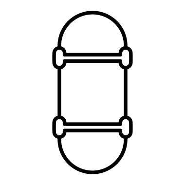 Kaykay Tahtası Simgesi, Basit Siyah ve Beyaz Vektör İllüstrasyonu