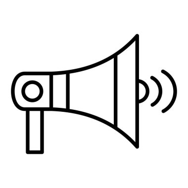 Megafon Simgesi, Basit Siyah ve Beyaz Vektör İllüstrasyonu