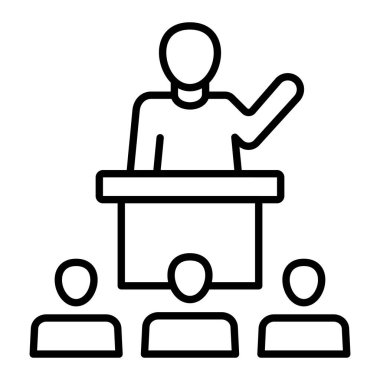 Konferans satırı simgesi, Basit Siyah ve Beyaz Vektör İllüstrasyonu