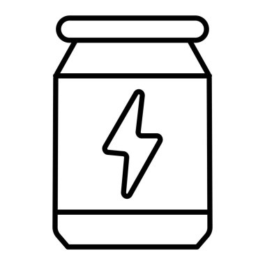 Enerji içeceği Simgesi, Basit Siyah ve Beyaz Vektör İllüstrasyonu