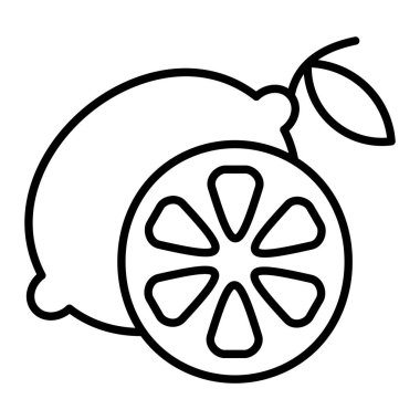 Limon Simgesi, Basit Siyah ve Beyaz Vektör İllüstrasyonu