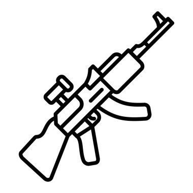 Tüfek Simgesi, Basit Siyah ve Beyaz Vektör İllüstrasyonu