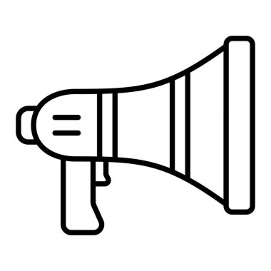 Megafon Simgesi, Basit Siyah ve Beyaz Vektör İllüstrasyonu