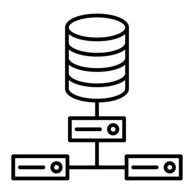 Veri Tabanı Simgesi, Basit Siyah ve Beyaz Vektör İllüstrasyonu