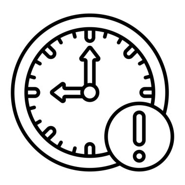 Uyarı Zaman Çizgisi simgesi, Basit Siyah ve Beyaz Vektör İllüstrasyonu