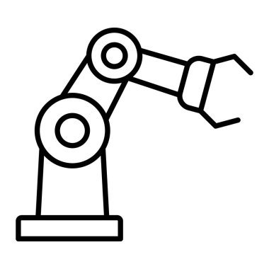 Robot Kol Simgesi, Basit Siyah ve Beyaz Vektör İllüstrasyonu