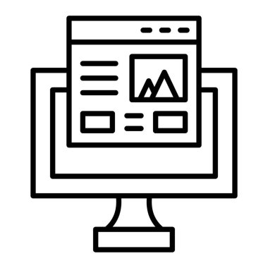 Web Sitesi Simgesi, Basit Siyah ve Beyaz Vektör İllüstrasyonu