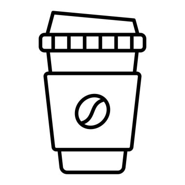 Sıcak Kahve Simgesi, Sade Siyah ve Beyaz Vektör İllüstrasyonu