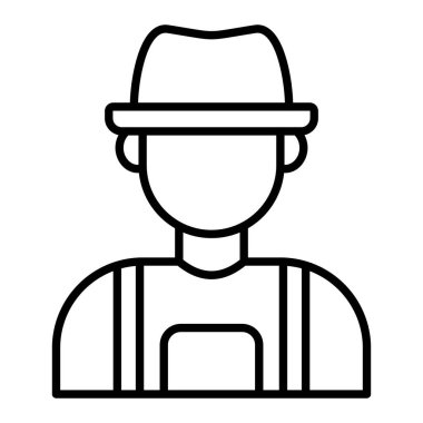 Çiftçi Simgesi, Basit Siyah ve Beyaz Vektör İllüstrasyonu