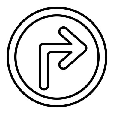 Sağa Dön Simge, Basit Siyah ve Beyaz Vektör İlülasyonu