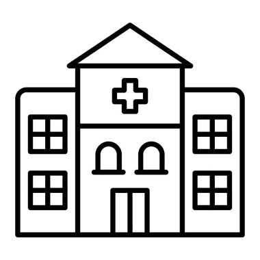 Hastane Simgesi, Basit Siyah ve Beyaz Vektör İllüstrasyonu