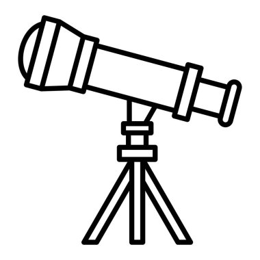 Teleskop Simgesi, Basit Siyah ve Beyaz Vektör İllüstrasyonu
