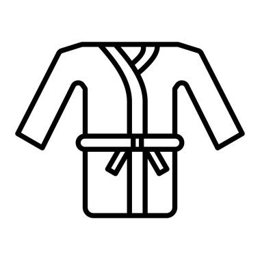 Bornoz Simgesi, Basit Siyah ve Beyaz Vektör İllüstrasyonu