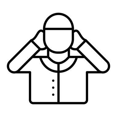 Adzan Simgesi, Basit Siyah ve Beyaz Vektör İllüstrasyonu