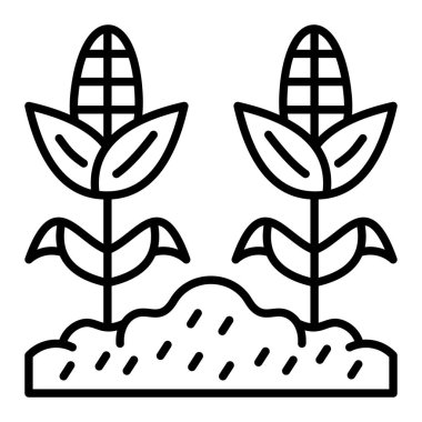 Mısır Bitkisi Çizgisi Simgesi, Basit Siyah ve Beyaz Vektör İllüstrasyonu