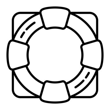 Lifesaver Simgesi, Basit Siyah ve Beyaz Vektör İllüstrasyonu