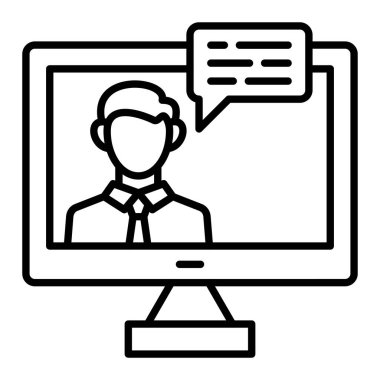 Çevrimiçi konuşma satırı simgesi, Basit Siyah ve Beyaz Vektör İllüstrasyonu