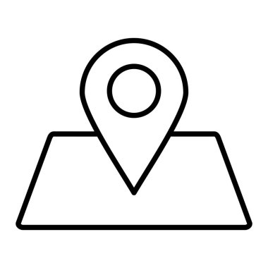 Konum İşaretleyici Simgesi, Basit Siyah ve Beyaz Vektör İllüstrasyonu