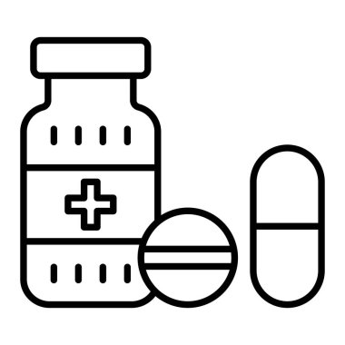 Uyuşturucu Simgesi, Basit Siyah ve Beyaz Vektör İllüstrasyonu