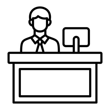 Resepsiyon Simgesi, Basit Siyah ve Beyaz Vektör İllüstrasyonu